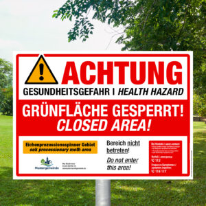 Absperrschild | Eichenprozessionsspinner | "Grünfläche gesperrt"
