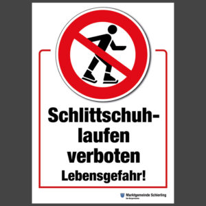 Hinweisschild Schlittschuhlaufen verboten